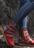 Boho Flat Mid-calf Embroidered Ankle Boots